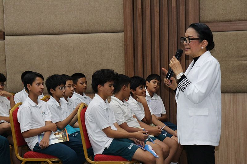 Sarah Giri Yonzan leads core values session for Grades 8-9 at Imperial World School, June 13, 2024.
