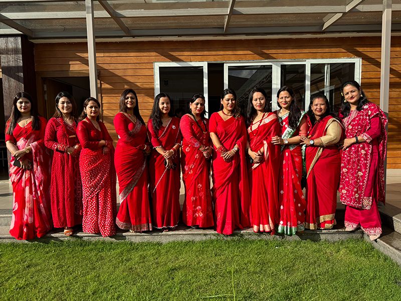 Staff Teej Celebration at Imperial World School, Kathmandu, on 04 September 2024, featuring vibrant Haritalika Teej festivities for teachers, promoting tradition, culture, and joyful community spirit.