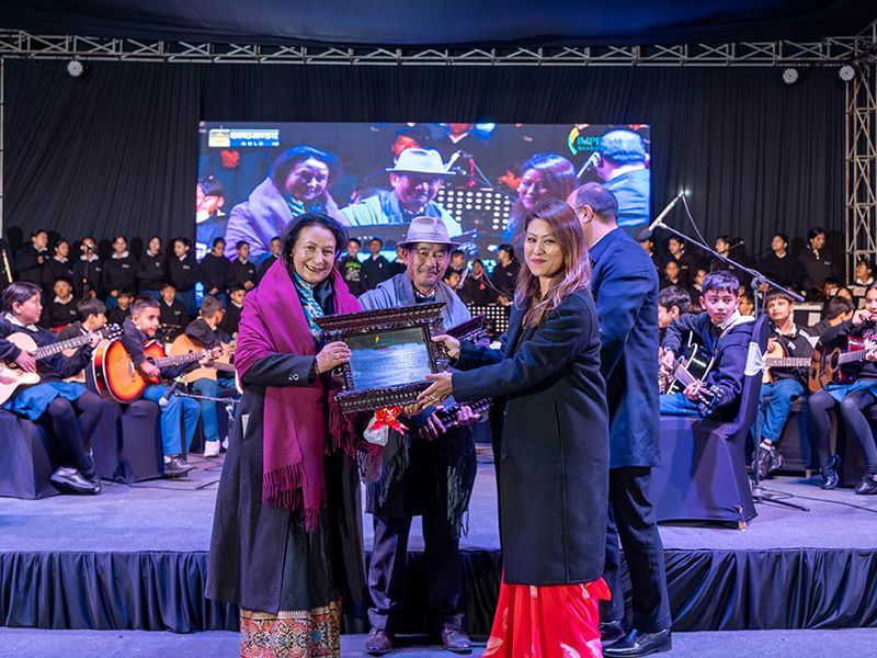 Imperial World School students perform at the 2081 Orchestra Evening in Kathmandu, guided by Annapurna Orchestra coaches, December 4, 2024.
