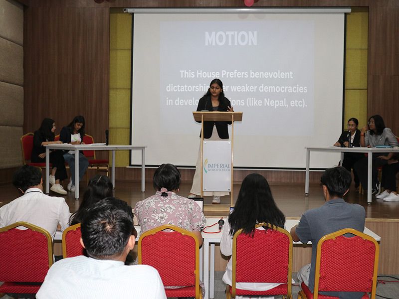 Day 2 of Debate Competition at Imperial World School, Kathmandu, on 11 September 2024, in collaboration with Debate Network Nepal, featuring Grades 5-10 finalists, with prize and certificate distribution.