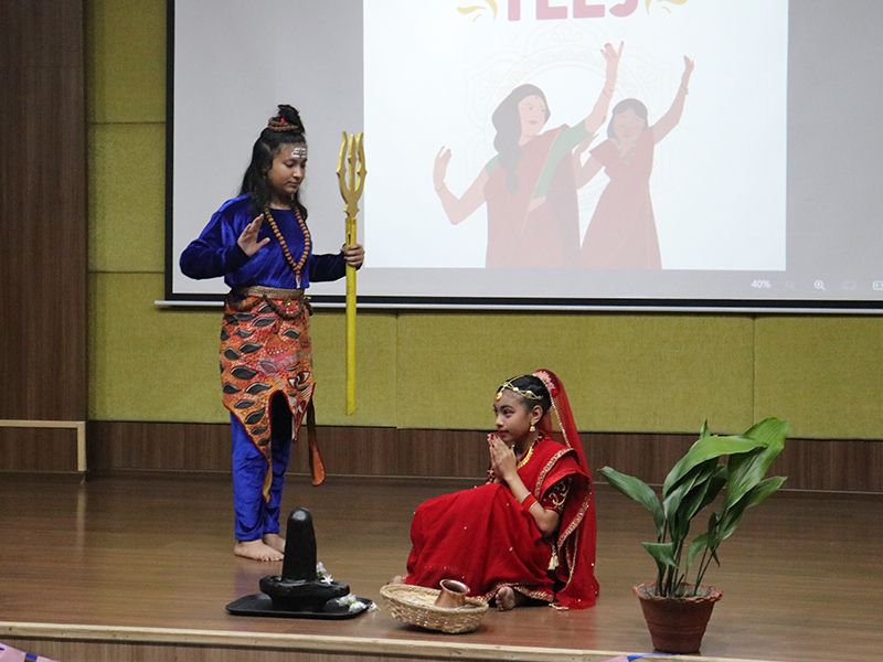 Teej Celebration by Grades 4 and 5 at Imperial World School, Kathmandu, on 04 September 2024, featuring vibrant cultural performances, dances, songs, and poetry honoring Haritalika Teej traditions.