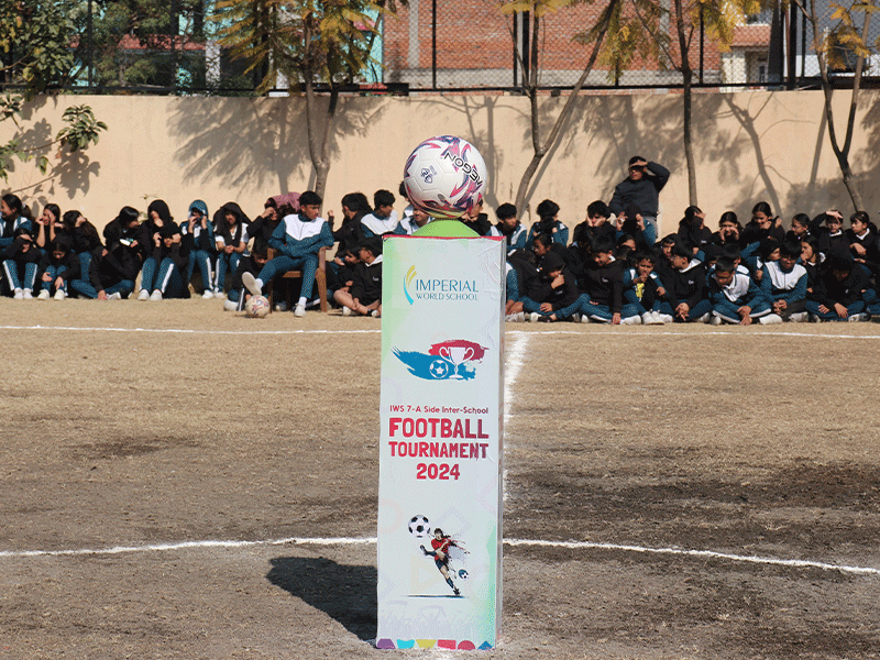 Imperial World School hosts the 2024 7-A Side Inter-School Football Tournament finale in Kathmandu, with Brihaspati Vidyasadan winning.